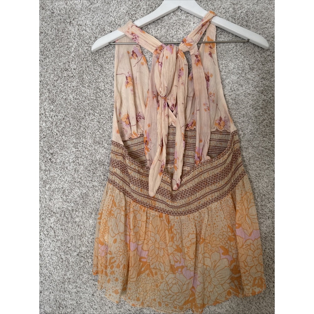 Free People Brinkley Top With Shirring In Boho Floral. Size XL - Picture 4 of 10
